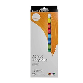 Daler Rowney Simply 12 ml Acrylic Paint Set, 12 Assorted Colours, Ideal for Entry-Level Artists & Hobbyists