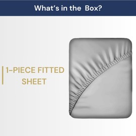 WESTBROOKE Queen Size Fitted Sheet | 100% Cotton Lush Sateen Sheets with 15.5" Deep Pocket, Premium Bed Sheet with Shrinkage and Fade Resistance, 1-Piece Fitted Sheet - Light Grey