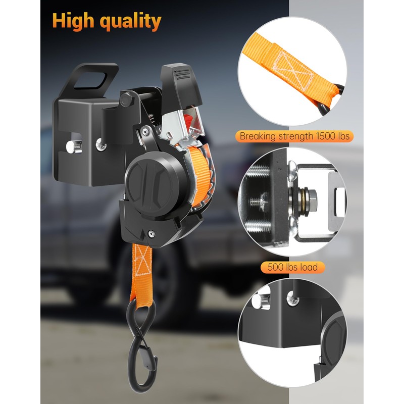 Dual-Pivot Retractable Truck Bed Ratchet Straps for Ford F150 97-14,