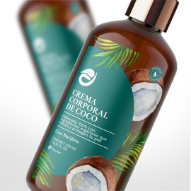Crema Corporal de Coco Orgánica, Loción Hidratante Natural, 370 ml
