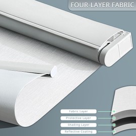 DONGFXK Motorized Blinds with Remote, Blackout No Drill Cordless Smart Roller Shades, Automatic Blinds for Windows, White,23" W x 72" H