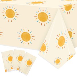 G1ngtar Here Comes The Son Party Tablecloths Retro Sunshine Boho Hippie Disposable Plastic Waterproof Rectangular Table Covers Bohemian First Trip Around The Sun Decorations Baby Shower Home Supplies