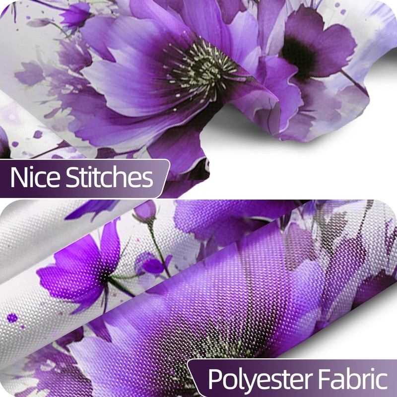 Uiiooazy Purple Floral Shower Curtain Set for Bathroom 72" Wx72