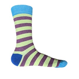 Cozy Flair 6 Pairs Men's Colourful Striped Cotton Rich Crew Socks UK Size 6-11 | Fun, Smart, Comfortable Dress & Casual Calf Socks for Work, Office, or Home