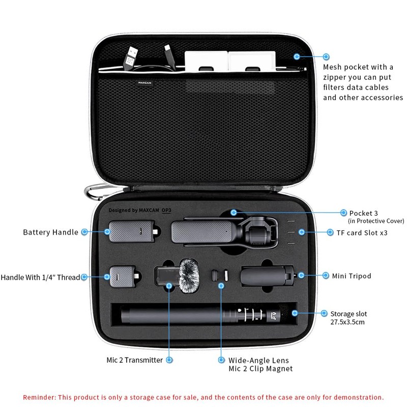 MAXCAM With Large Case, Compatible with DJI Osmo Pocket 3,