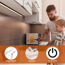 ledscom.de Siris LED Under-Unit Light Matte Black with Power Supply and Motion Sensor Flat 30 cm 370 lm White