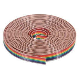 MECCANIXITY 1 Pcs 8 Pin Flat Rainbow Ribbon Cable 20 Ft 1.27mm Pitch Breadboard Jumper Wires for Electronic Projects