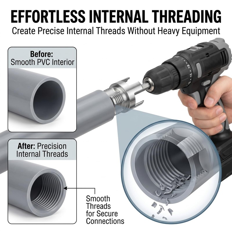3 Pcs PVC Pipe Threader, 4-In-1 Water Pipe Threading and