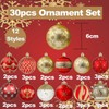 Christmas Baubles Christmas Tree Decoration Set, 30 Pieces, Plastic, Red
