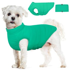 LeleTail Puppy Cold Weather Coats for Small Dogs Boys & Girls, Dogs Snowsuits Warm Pet Jacket for Winter Windproof, Pet Vest with Zipper Neck Wrap for Dachshund, West Highland White Terrier, Green S