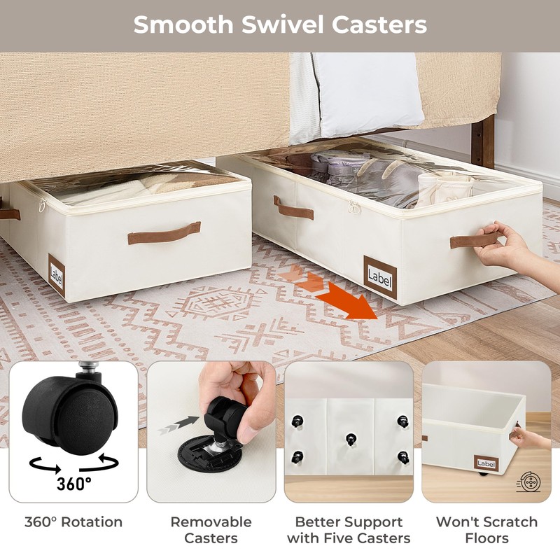StorageWorks Under Bed Storage with Removable Wheels, 10'' Underbed Storage
