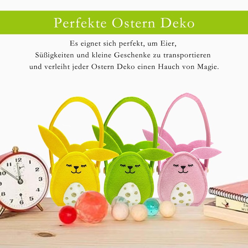 FeiOne Pack of 3 Easter Baskets Felt Easter Bunnies, Easter
