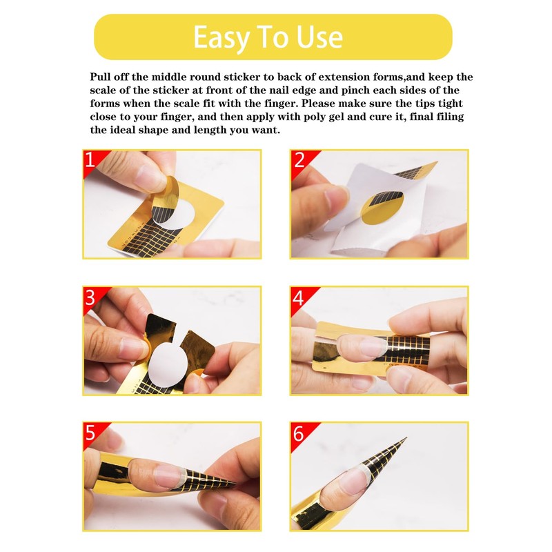 200 PCS Nail Forms for Acrylic Nails, Rectangle Acrylic Nail