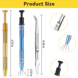 3 Pack Piercing Ball Grabber Tool, Stainless Steel 4-Claw Pick Up Tool Jeweler's Pick Up Tool, Diamond Claw Tweezers for Tiny Objects Ic Chips Small Parts Pickup