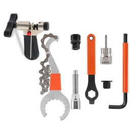 8Pcs Bike Tool kits set, ATGRS 3 in 1 Multi Bike Cassette Removal Tool with Chain Whip and Auxiliary Wrench & MTB Bracket Removal, Crank Puller Tool + 16mm Spanner, Portable Emergency Accessories Kit