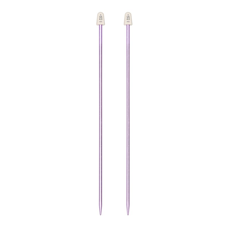 Susan Bates 10-Inch Silvalume Single Point Knitting Needle, 4mm, Lavender