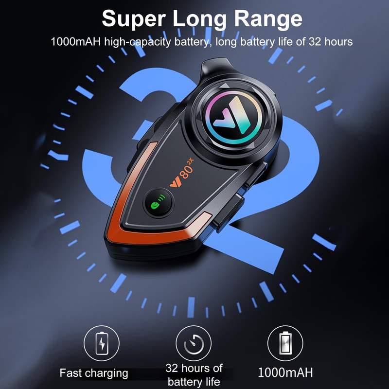 Docooler Motorcycle Intercom Helmet BT Headset Compatible with a Variety