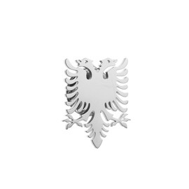 Stainless Steel Albania Eagle Double Headed Eagle Brooch and Pin Ethnic Gifts for Women Men (silver)