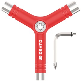 Zeato - Herramientas de patinaje todo en uno multifunción portátil, accesorio en Y, con llave Allen tipo Y y destornillador de cabeza Phillips tipo L, color rojo