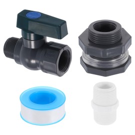 uxcell 1 Set Rain Barrel Faucet Kit, Plastic Rain Barrel Spigot with 3/4" GHT Bulkhead Fitting, Garden Hose Adapter and Thread Seal Tape for Water Tank Aquarium, Grey
