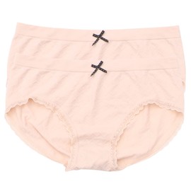 Healeved 2Pcs Seamless Breathable Women Briefs Elastic High Waist Underpants Comfortable Cotton Blend for Everyday Wear Great for Ladies Skin Color Pink