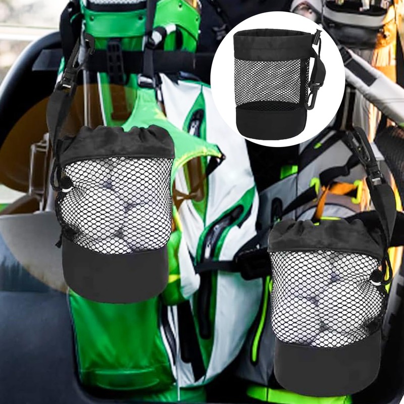 Golf Ball Bags,Nylon Mesh Ball Bag with Drawstring, Pouch for
