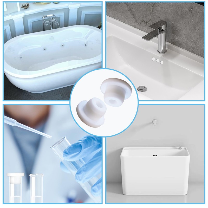 12 PCS Bathtub Jet Covers Silicone Hole Plug White Tube
