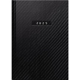 rido/idé Futura 2 (2025) "Carbon" Book Calendar, 2 Pages = 1 Week, A5, 176 Pages, Faux Leather Cover, Flexible, Black