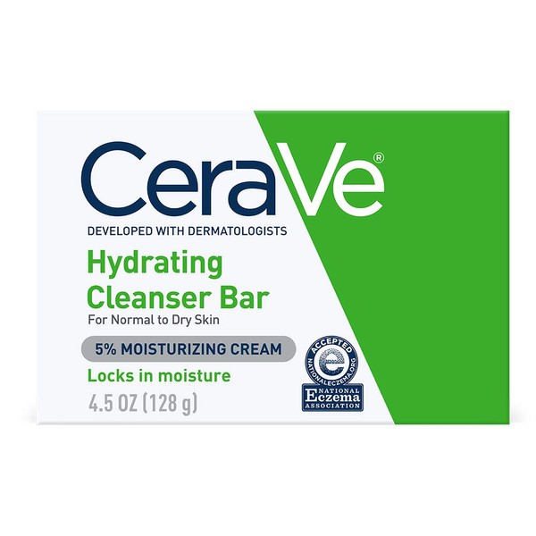 CeraVe Hydrating Cleanser Bar | 4.5 Ounce | Soap-Free Body and Face Cleanser Bar | Fragrance Free and Non-Irritating