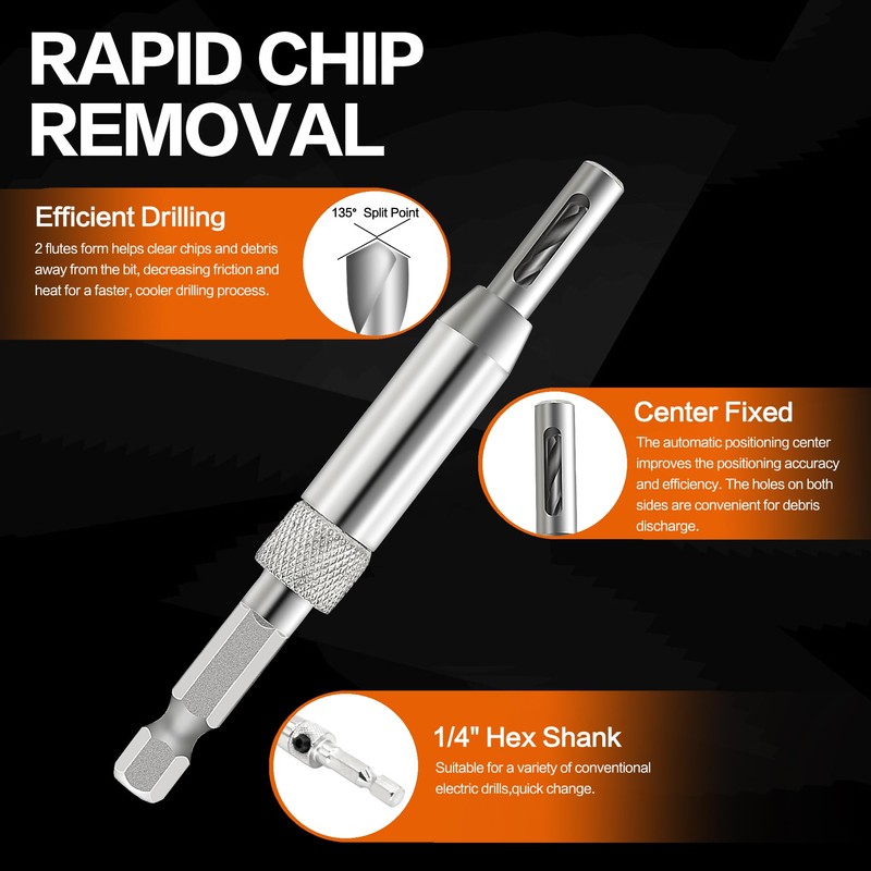 GMTOOLS 17pcs VIX Bits Self Centering Drill Bit Set, 1/4"