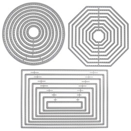 3 Different Shapes of Cutting Dies Stencil Metal Template Molds (Rectangle, Circle & Octagon), DaKuan 24 Pieces Embossing Tools for Scrapbook, Album Paper DIY Crafts, Card Making