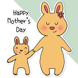 Extra Large 460mm 'Happy Mother's Day Bunnies' Permanent Sticker Decal for Cars/Windows/Bins/Walls (DW00135495)