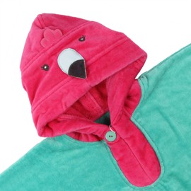 schlummersack Cuddly Soft Bath Poncho with Hood Flamingo for Boys and Girls from 1-3 Years