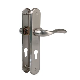 Amig - Steel Door Handle Set with Plate | Ergonomic & Curved Design | Rust & Corrosion Resistant | Ideal for Interior & Exterior Doors | Leder, 256x48 | Alloy Steel | Set of Two