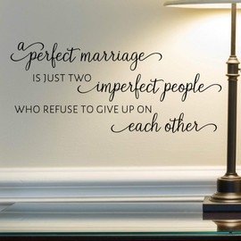 A Perfect Marriage Wall Decal, Married Quote Wall Décor, 24"x11" Black, Husband and Wife Stickers