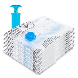 aonova Vacuum Storage Bags, 5-Pack Vacuum Compression Zipper Storage Bags Reusable for Travel and Home with Airtight Valve and Hand Pump - Large 80x60cm