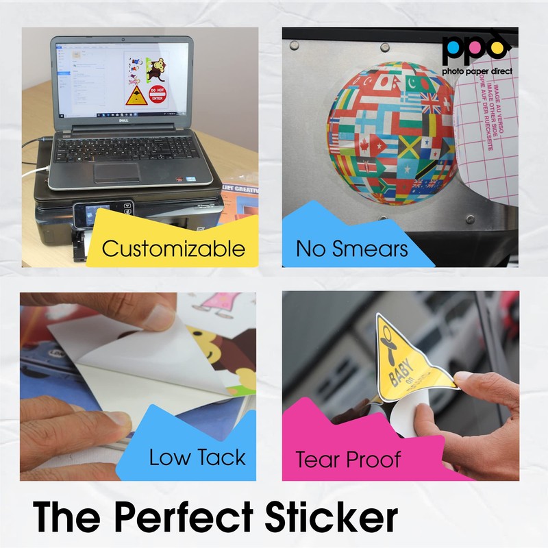 PPD Inkjet Glossy Creative Vinyl Stickers A4 x 20 Sheets