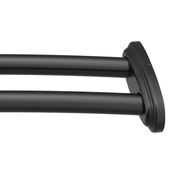 Moen Matte Black Adjustable 57 to 60-Inch Double Curved Shower Rod, Permanent Wall Mounted Shower Curtain Rod, DN2141BL