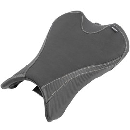 Motorcycle Leather Rider Saddle Solo Front Driver Seat Cushion Pillion Pad Compatible with Street Triple 765 R RS 765R 765RS 2020 2021 2022, Black