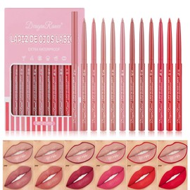 DENESTUP Lip Liner Combo Lip Plumper and Long Lasting Waterproof Non-Stick Coating Smooth Texture Matte Lip Gloss Gift Set Pack of 12