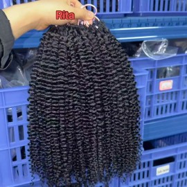 Best Sale Reusable Curly Body Wave Crochet Hair Extensions Knotless Pre-Separated Water Deep Water Feature Human Hair k Tipcolor: kinky curly, Stretched Length: 24"