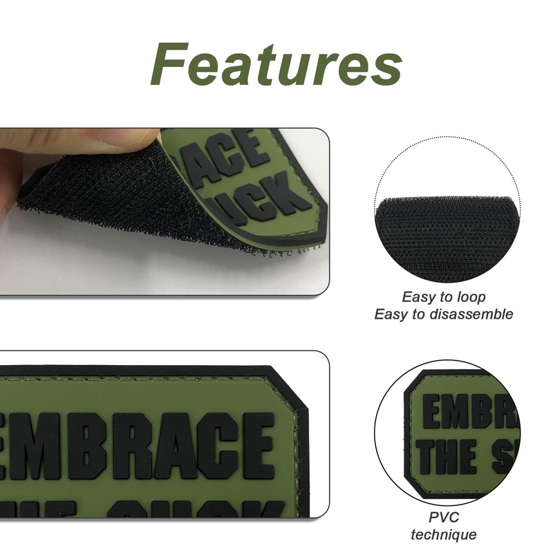 uuKen Embrace The Suck Funny PVC Rubber Tactical Hook Patch