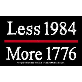 Less 1984, More 1776 Small Magnetic Car Bumper Sticker Magnet Decal for Lockers Fridges Magnetic Surfaces 4.5-by-2.75 Inches (Magnetic Backing)