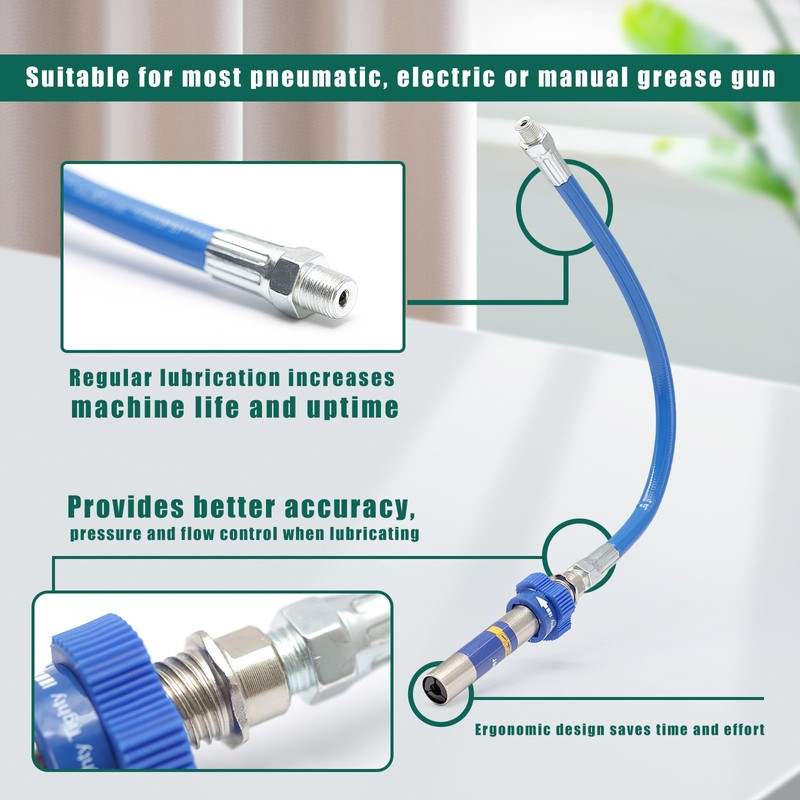 YUXIVCNE High Pressure Grease Coupler, Heavy-Duty Fittings Hose Extensions, 8th