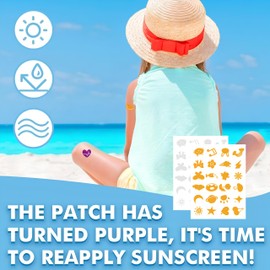96pcs UV Detection Stickers for Suncreen, Cute Shaped Sunburn Prevention Waterproof Patches,Changes Color Tanning Stickers,Sun Protection Reminder for Parents Adults-4 Sheets