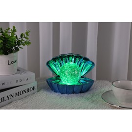 Dnaaz Blue Metallic-Colour Ch'ging Clam wt Glitter Pearl Sea Shell LED Colour Changing Lamp
