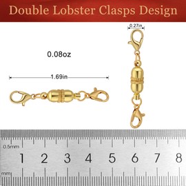 Yumttero Magnetic Necklace Clasps and Closures,Gold and Silver Plated Necklace Extender,Double Lobster Clasp Magnetic Jewelry Clasps for Bracelet Necklace Chain