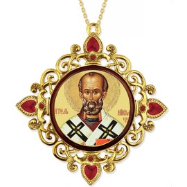 Saint Nicholas Icon Religoius Christmas Ornament Gift, Wal Room Decoration 4 Inch, Saint Nicholas Day Gift, Boxed