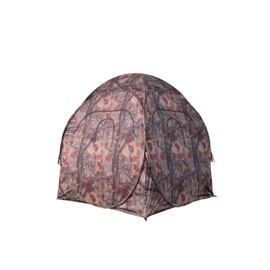 HME Spring Steel Unisex Portable 2 Person Pop Up Jm Camo Bow Shooting Deer Hunting Hub Ground Blind with Full-Width Windows & Silent Zippers