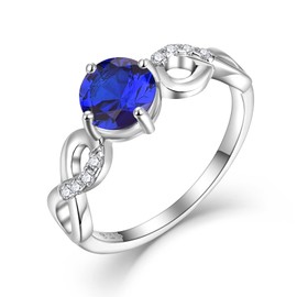 STARCHENIE Infinity Promise Ring for Women 925 Sterling Silver Sapphire Ring Size7